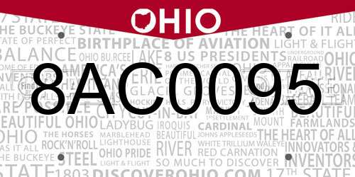 8AC0095 Ohio License Plate