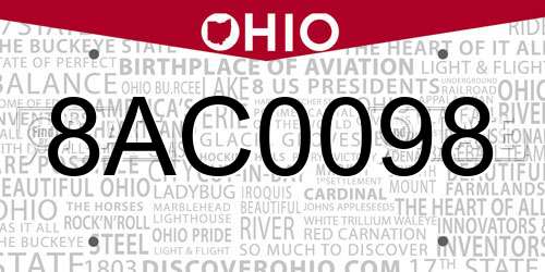 8AC0098 Ohio License Plate