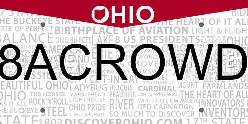 8ACROWD Ohio License Plate