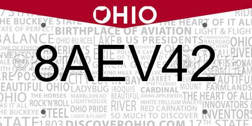 8AEV42 Ohio License Plate