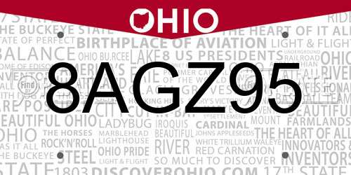 8AGZ95 Ohio License Plate