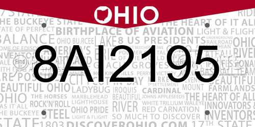 8AI2195 Ohio License Plate