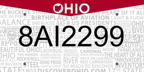 8AI2299 Ohio License Plate