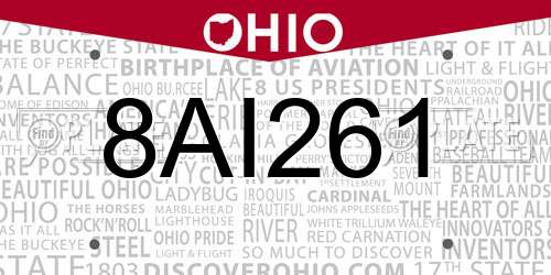 8AI261 Ohio License Plate