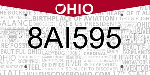 8AI595 Ohio License Plate