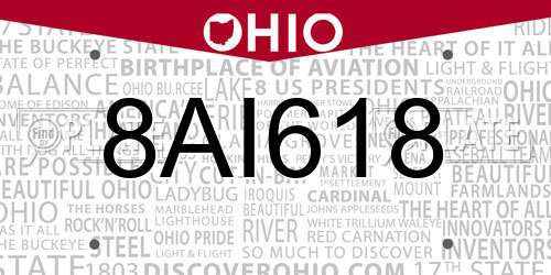 8AI618 Ohio License Plate