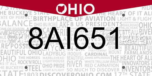 8AI651 Ohio License Plate