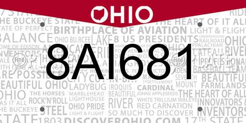 8AI681 Ohio License Plate