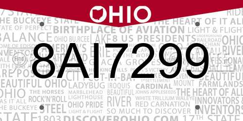8AI7299 Ohio License Plate