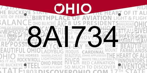 8AI734 Ohio License Plate
