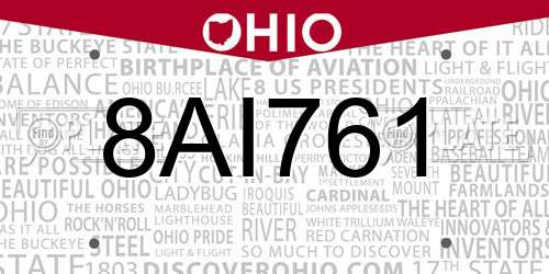 8AI761 Ohio License Plate