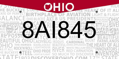 8AI845 Ohio License Plate