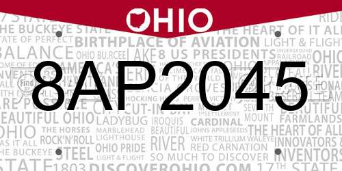 8AP2045 Ohio License Plate