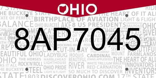 8AP7045 Ohio License Plate