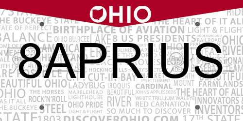 8APRIUS Ohio License Plate