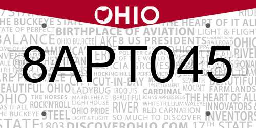 8APT045 Ohio License Plate