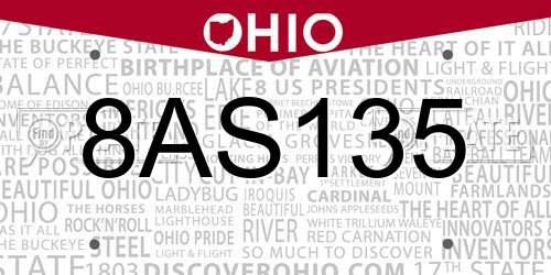 8AS135 Ohio License Plate