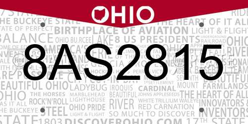 8AS2815 Ohio License Plate