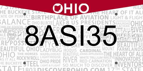 8ASI35 Ohio License Plate