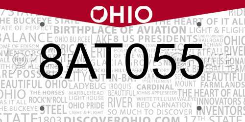 8AT055 Ohio License Plate
