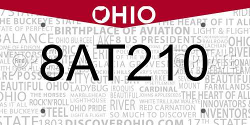 8AT210 Ohio License Plate
