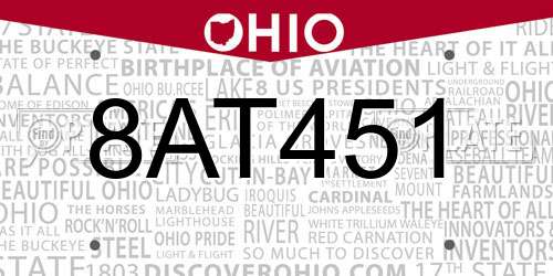 8AT451 Ohio License Plate