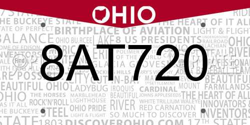 8AT720 Ohio License Plate