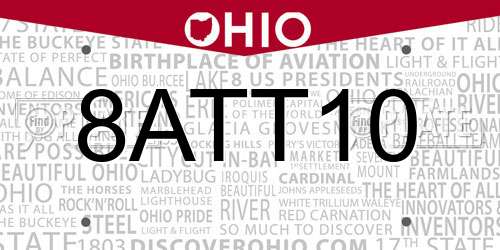 8ATT10 Ohio License Plate