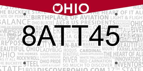 8ATT45 Ohio License Plate