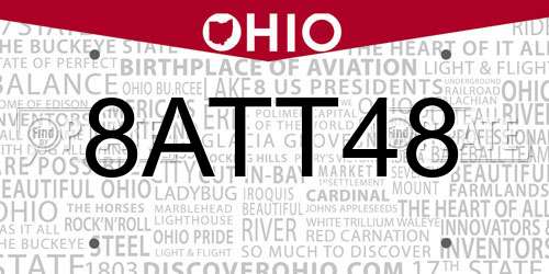 8ATT48 Ohio License Plate