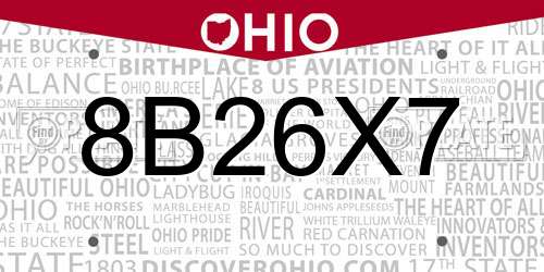 8B26X7 Ohio License Plate