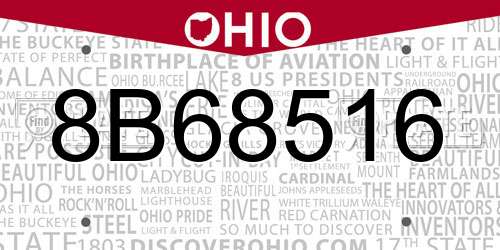 8B68516 Ohio License Plate