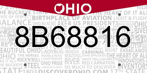 8B68816 Ohio License Plate
