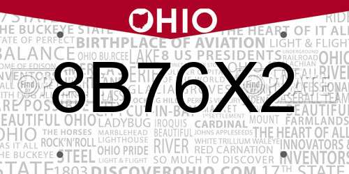 8B76X2 Ohio License Plate