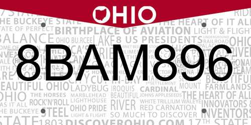 8BAM896 Ohio License Plate