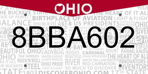 8BBA602 Ohio License Plate
