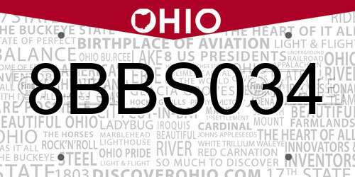 8BBS034 Ohio License Plate