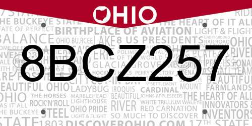 8BCZ257 Ohio License Plate