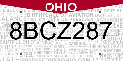 8BCZ287 Ohio License Plate