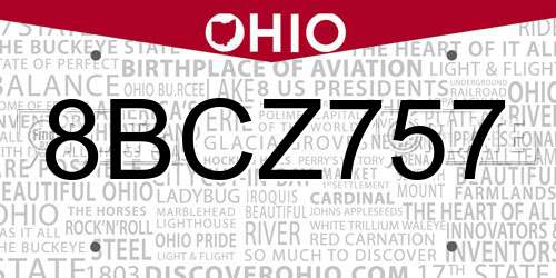 8BCZ757 Ohio License Plate