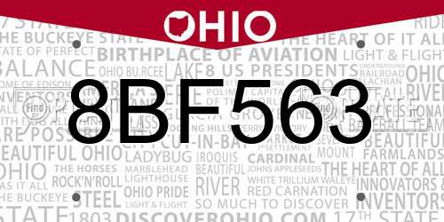 8BF563 Ohio License Plate