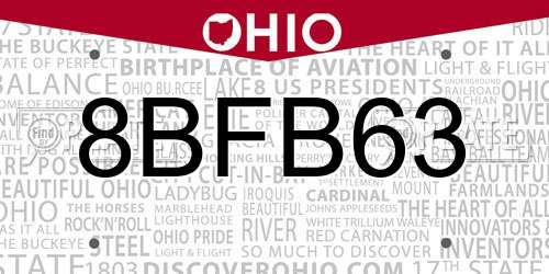 8BFB63 Ohio License Plate