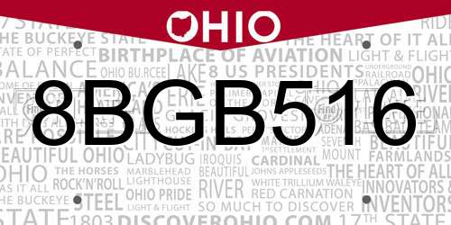 8BGB516 Ohio License Plate