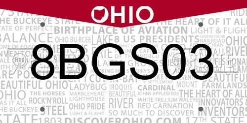 8BGS03 Ohio License Plate