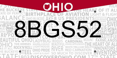 8BGS52 Ohio License Plate