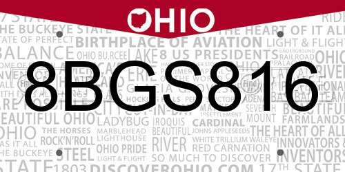 8BGS816 Ohio License Plate