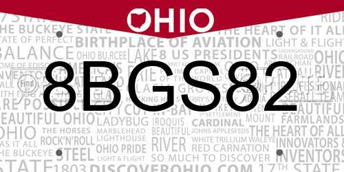 8BGS82 Ohio License Plate