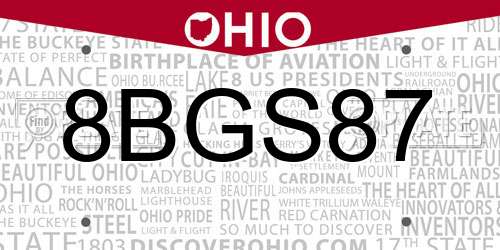 8BGS87 Ohio License Plate