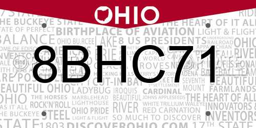 8BHC71 Ohio License Plate