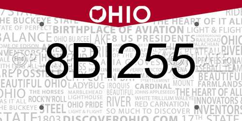 8BI255 Ohio License Plate